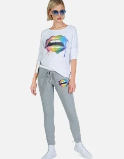 Discount Rainbow Smudge Lip Classic Sweatpant W/Cuff | Kizzy By Women Long Sweatpants