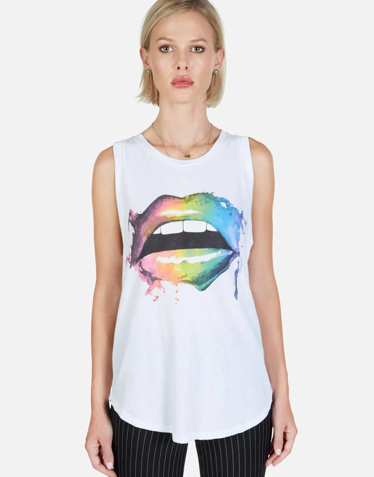 Flash Sale Rainbow Smudge Lip High Neck Tank | Peyton By Women Tanks