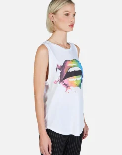 Flash Sale Rainbow Smudge Lip High Neck Tank | Peyton By Women Tanks
