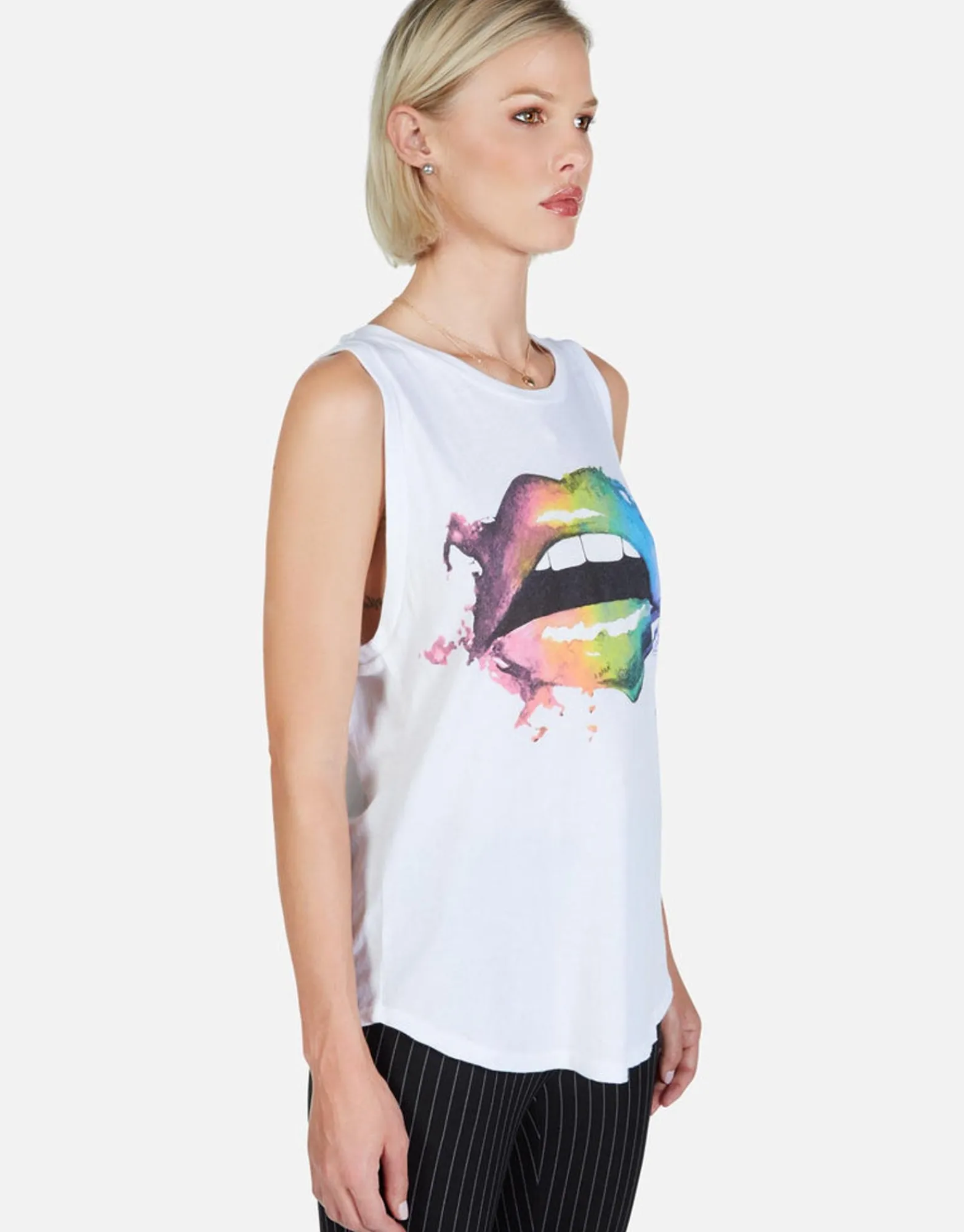 Flash Sale Rainbow Smudge Lip High Neck Tank | Peyton By Women Tanks