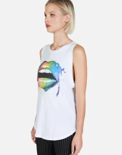 Flash Sale Rainbow Smudge Lip High Neck Tank | Peyton By Women Tanks