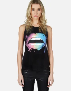 Flash Sale Rainbow Smudge Lip High Neck Tank | Peyton By Women Tanks
