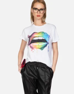Discount Rainbow Smudge Lip Vintage Ss Tee | Edda By Women Short Sleeve