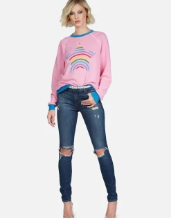 Best Rainbow Stripe Star L/S Raglan Pullover | Raelynn By Women Long Sleeve
