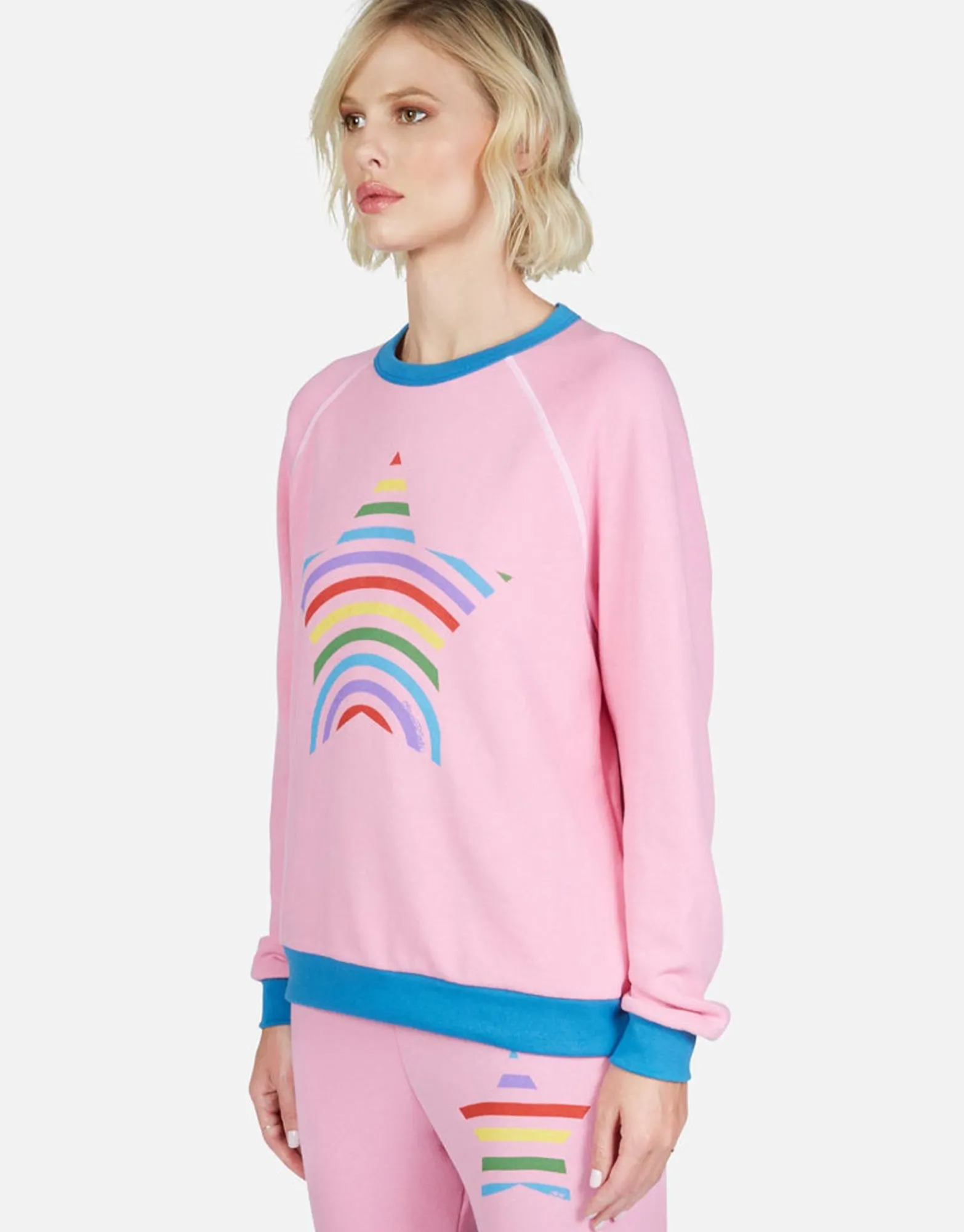 Best Rainbow Stripe Star L/S Raglan Pullover | Raelynn By Women Long Sleeve