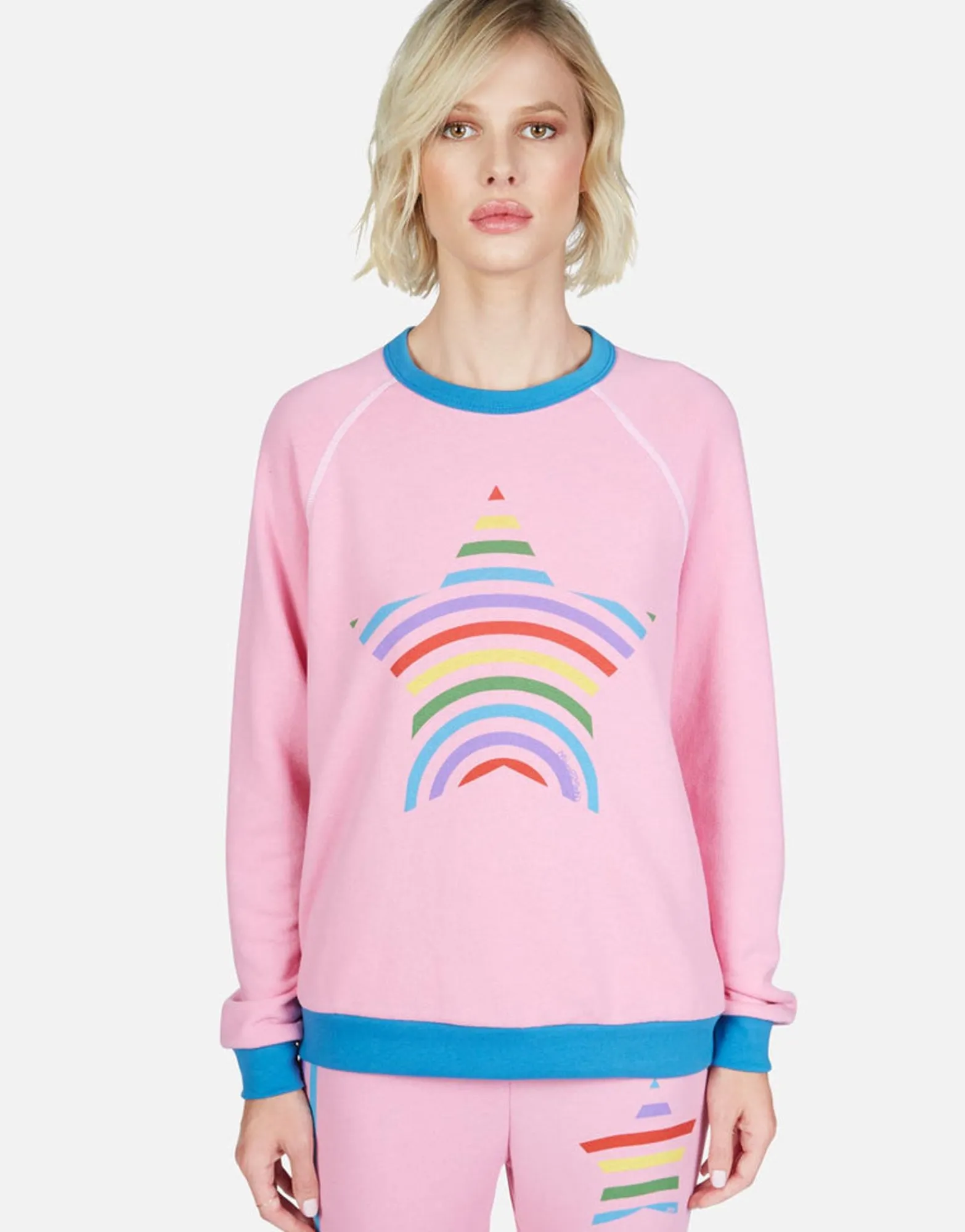 Best Rainbow Stripe Star L/S Raglan Pullover | Raelynn By Women Long Sleeve