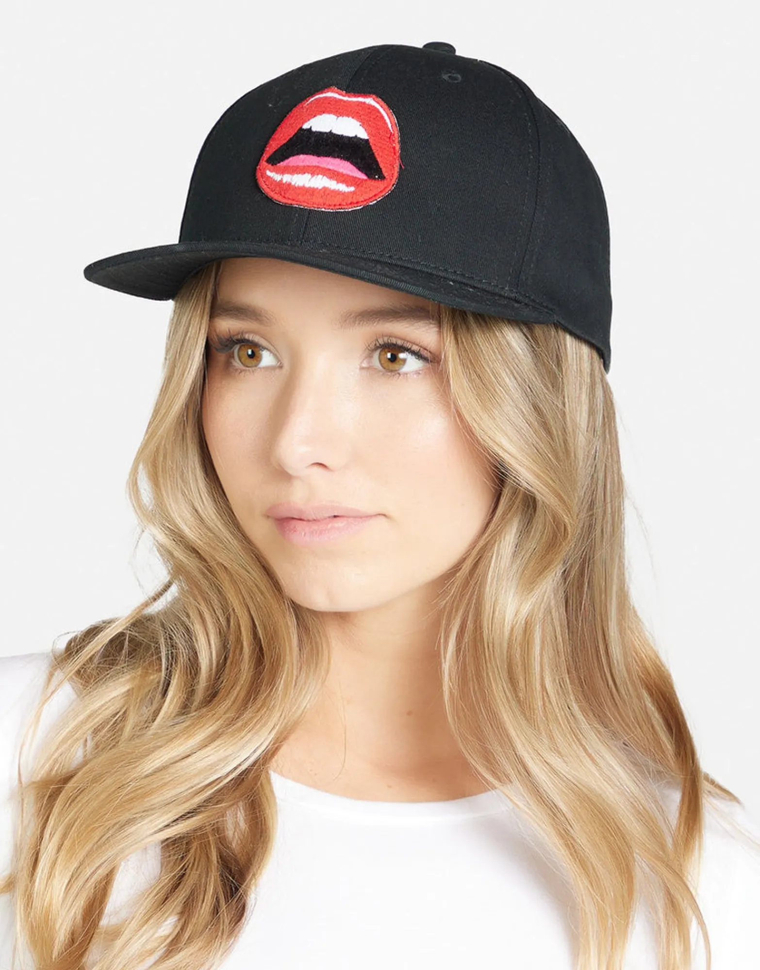 Discount Red Open Lip Patch Canvas Hat In | Bay By Hats