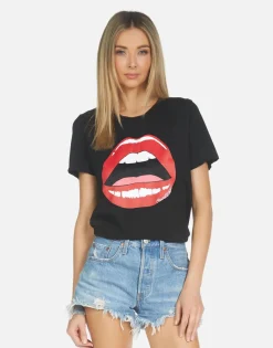 Clearance Red Open Lip Tee In | Croft X By Women Short Sleeve