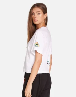 Outlet Rocker Eye Boxy Crop Top In Milk | Rue By Women Short Sleeve