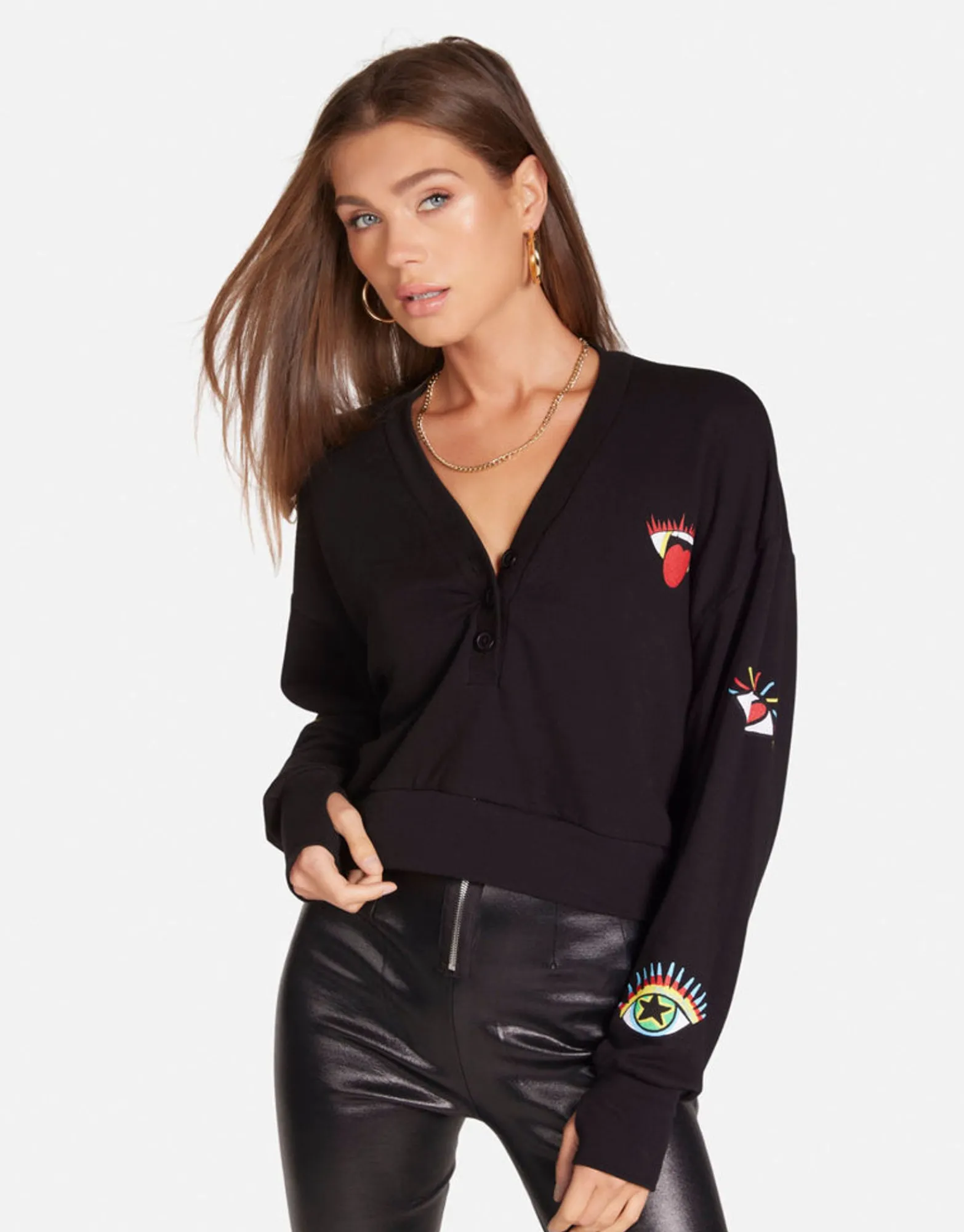 Cheap Rocker Eye L/S Henley In | Kathryn By Women Long Sleeve