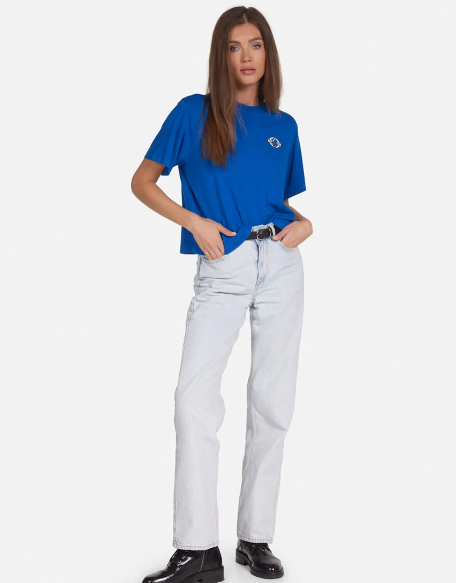 Clearance Sapphire Eye Boxy Crop Tee In | Rue By Women Short Sleeve