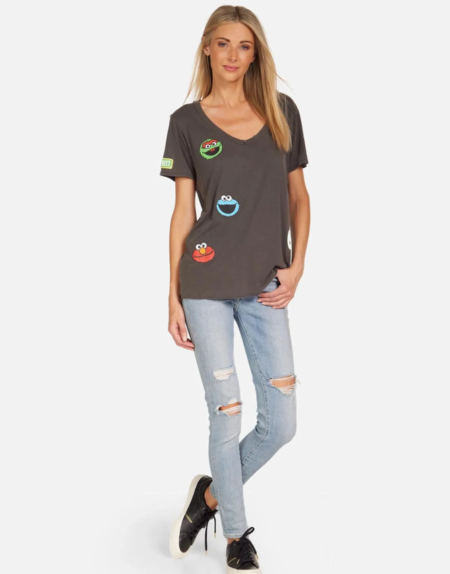 Outlet Sesame Street Faces Ss Boyfriend Tee | Elara By Women Short Sleeve