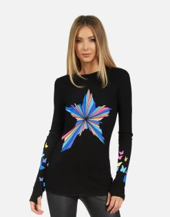 Fashion Shooting Star L/S Fitted Thumbhole Top | Mckinley X By Women Long Sleeve