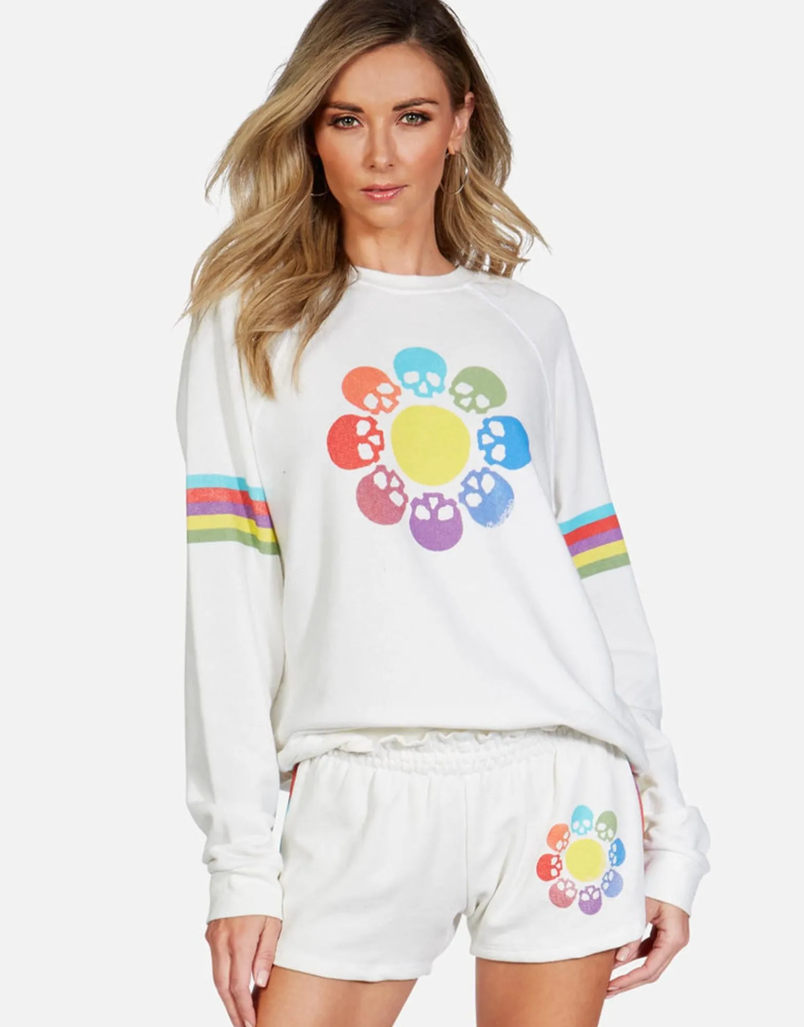 Best Sale Skull Flower L/S Crew Neck Raglan Pullover | Anela By Women Long Sleeve