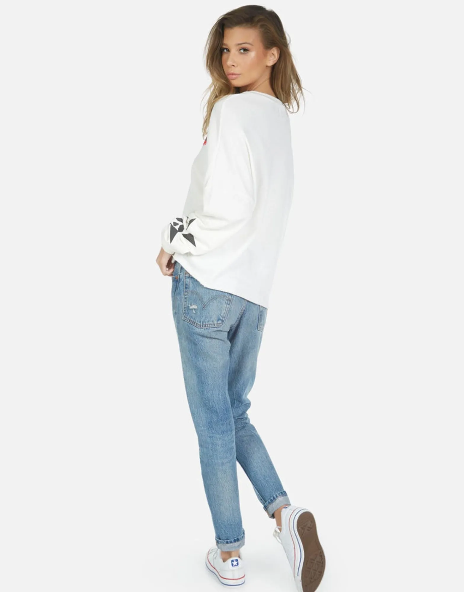 Store Skull Lip Long Sleeve Crop Pullover | Lee By Women Long Sleeve