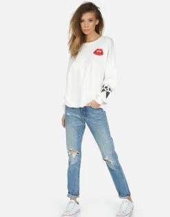 Store Skull Lip Long Sleeve Crop Pullover | Lee By Women Long Sleeve