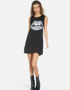 Flash Sale Skull Lip Sleeveless Mini Dress | Deanna X By Women Dresses