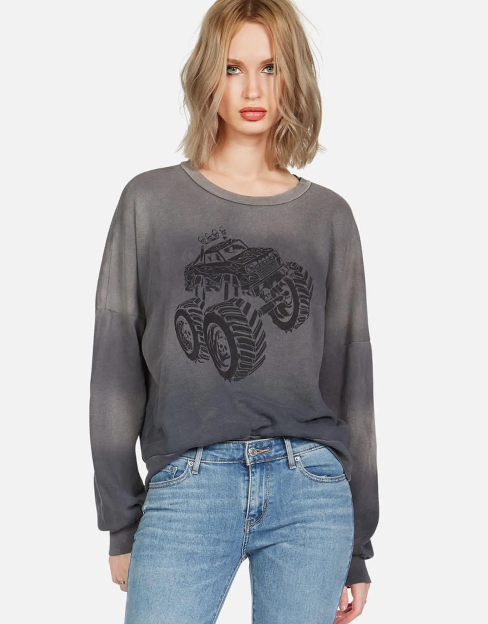 Store Skull Monster Truck L/S Boyfriend Pullover | Sierra By Women Long Sleeve