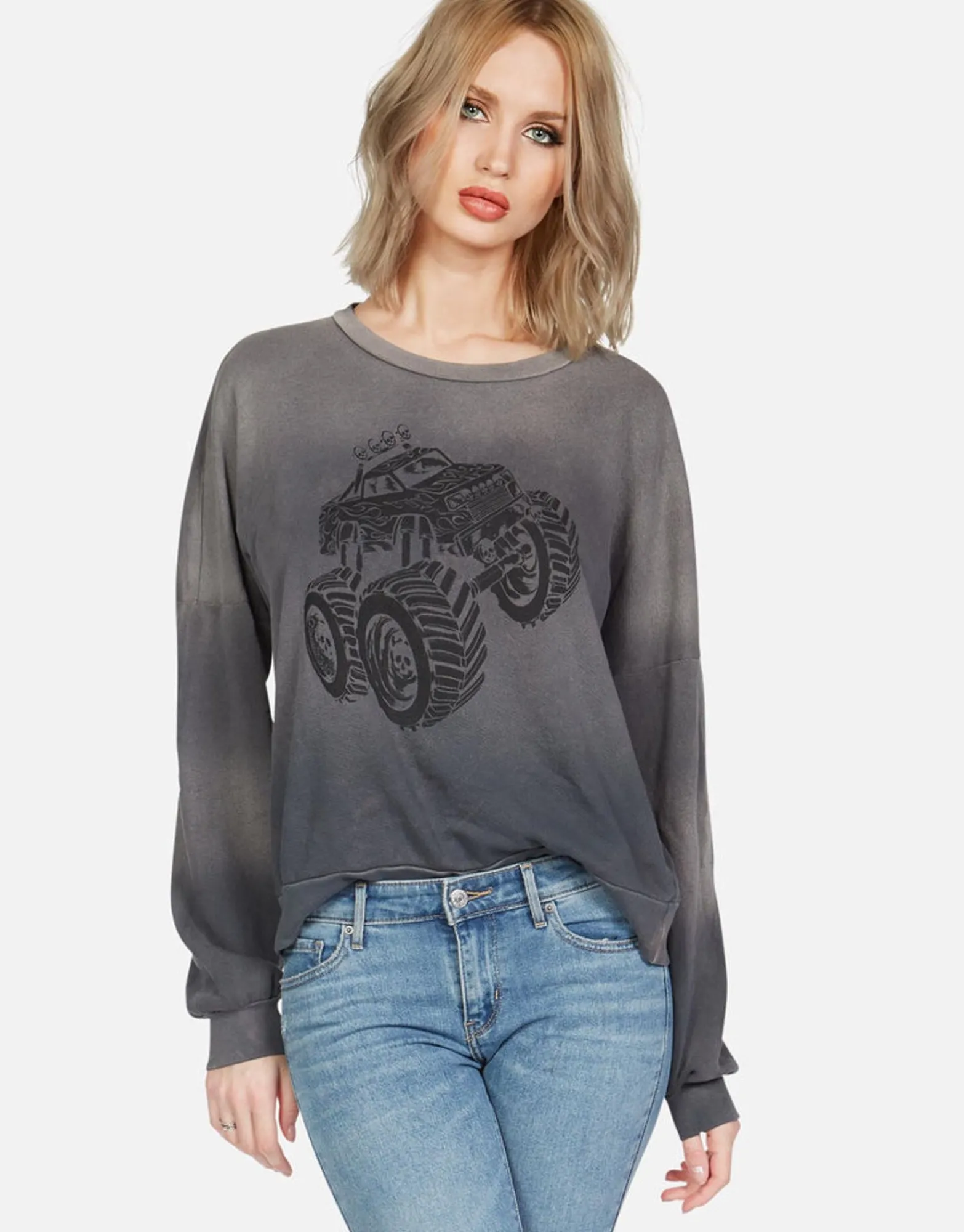 Store Skull Monster Truck L/S Boyfriend Pullover | Sierra By Women Long Sleeve