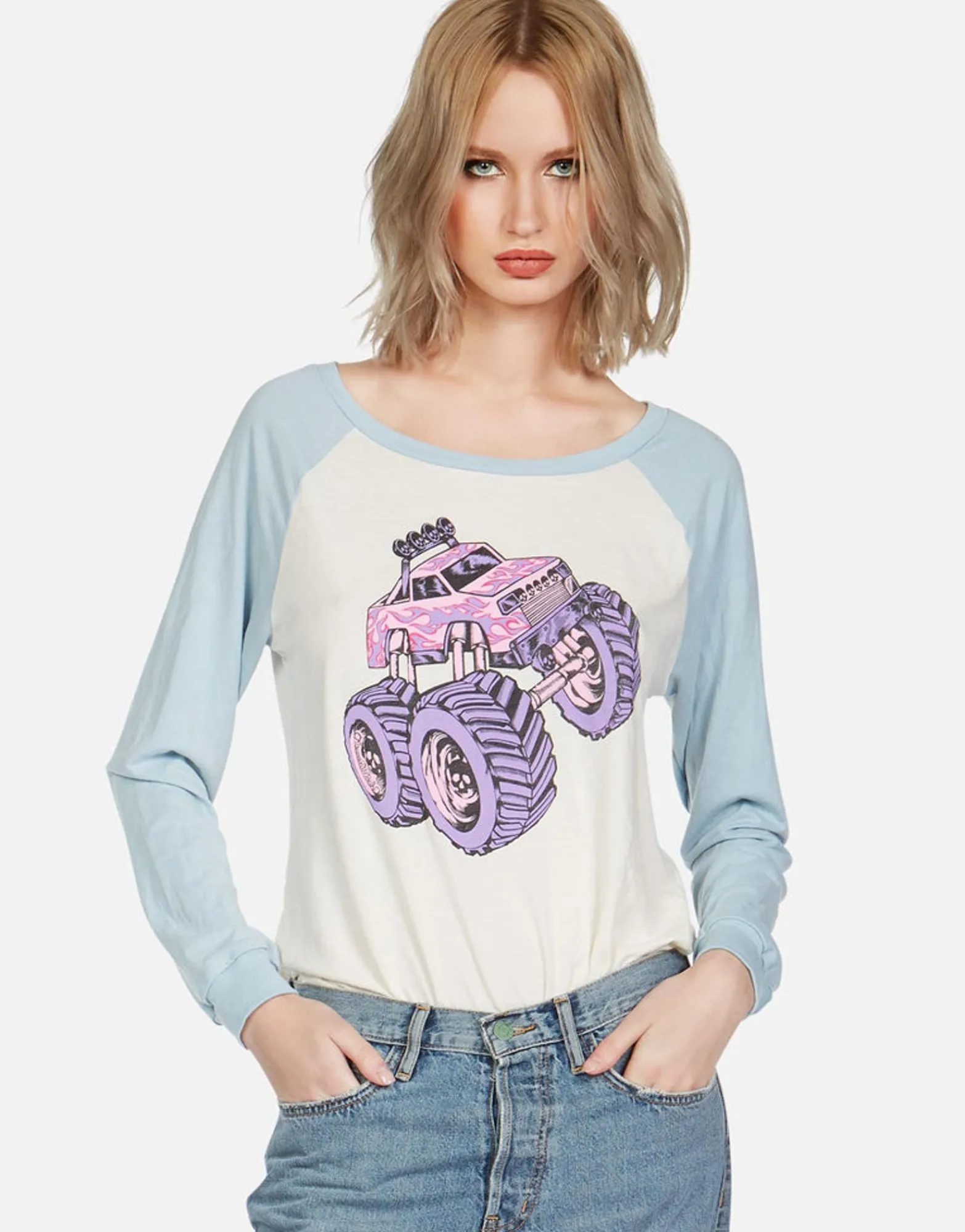 New Skull Monster Truck Raglan Tee | Nola By Women Long Sleeve