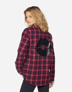 Hot Sloane Plaid Lip Women Long Sleeve