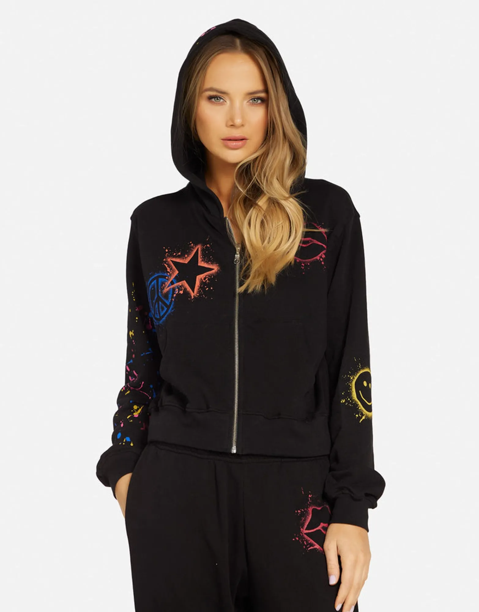 Best Sale Splatter Elements Crop Zip Hoodie In | Lachelle By Women Hoodies