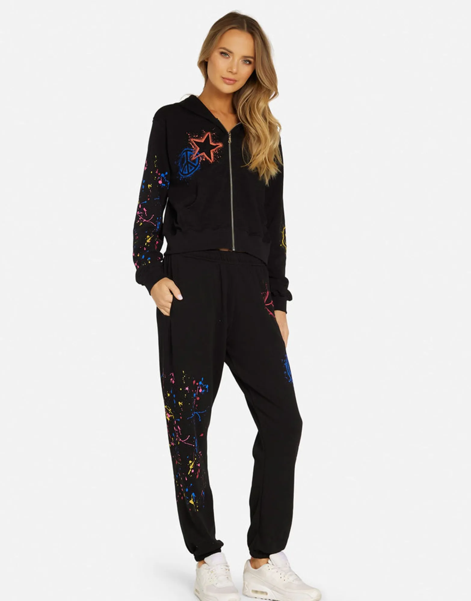 Best Sale Splatter Elements Crop Zip Hoodie In | Lachelle By Women Hoodies