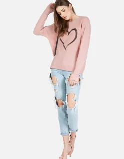 Discount Spray Heart Draped Cashmere Sweater | Ladona By Women Sweaters & Knits