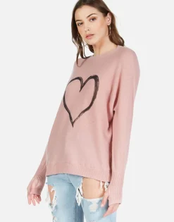Discount Spray Heart Draped Cashmere Sweater | Ladona By Women Sweaters & Knits