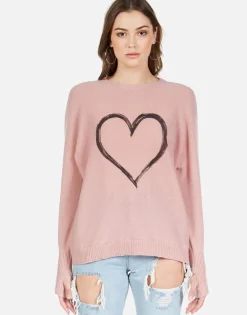 Discount Spray Heart Draped Cashmere Sweater | Ladona By Women Sweaters & Knits