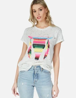 Sale Stripe Bull Roll Up Slv Vintage Tee | Bess By Women Short Sleeve