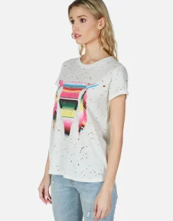 Sale Stripe Bull Roll Up Slv Vintage Tee | Bess By Women Short Sleeve