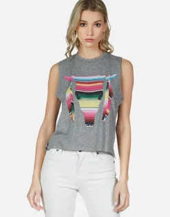 Clearance Stripe Bull Vintage Crop Muscle Tank Kinzington By Women Tanks