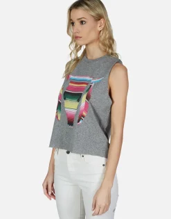 Clearance Stripe Bull Vintage Crop Muscle Tank Kinzington By Women Tanks