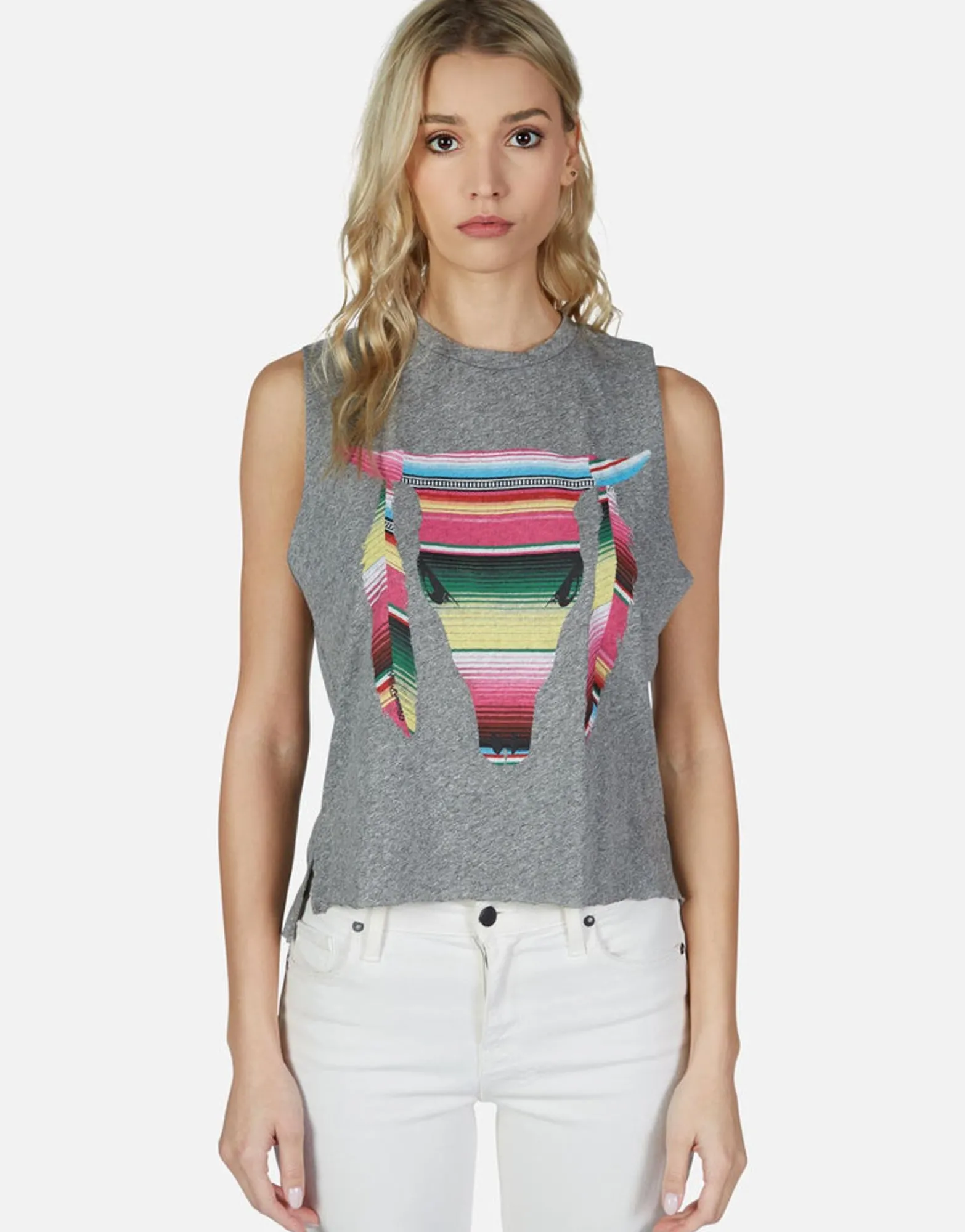 Clearance Stripe Bull Vintage Crop Muscle Tank Kinzington By Women Tanks
