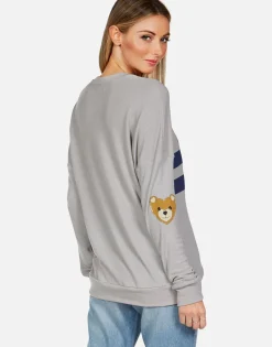 Hot Stripe Heart Teddy Thermal Pullover | Chrissy By Women Long Sleeve