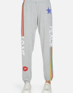 Discount Tanzy Peace Love Stripe Women Long Sweatpants