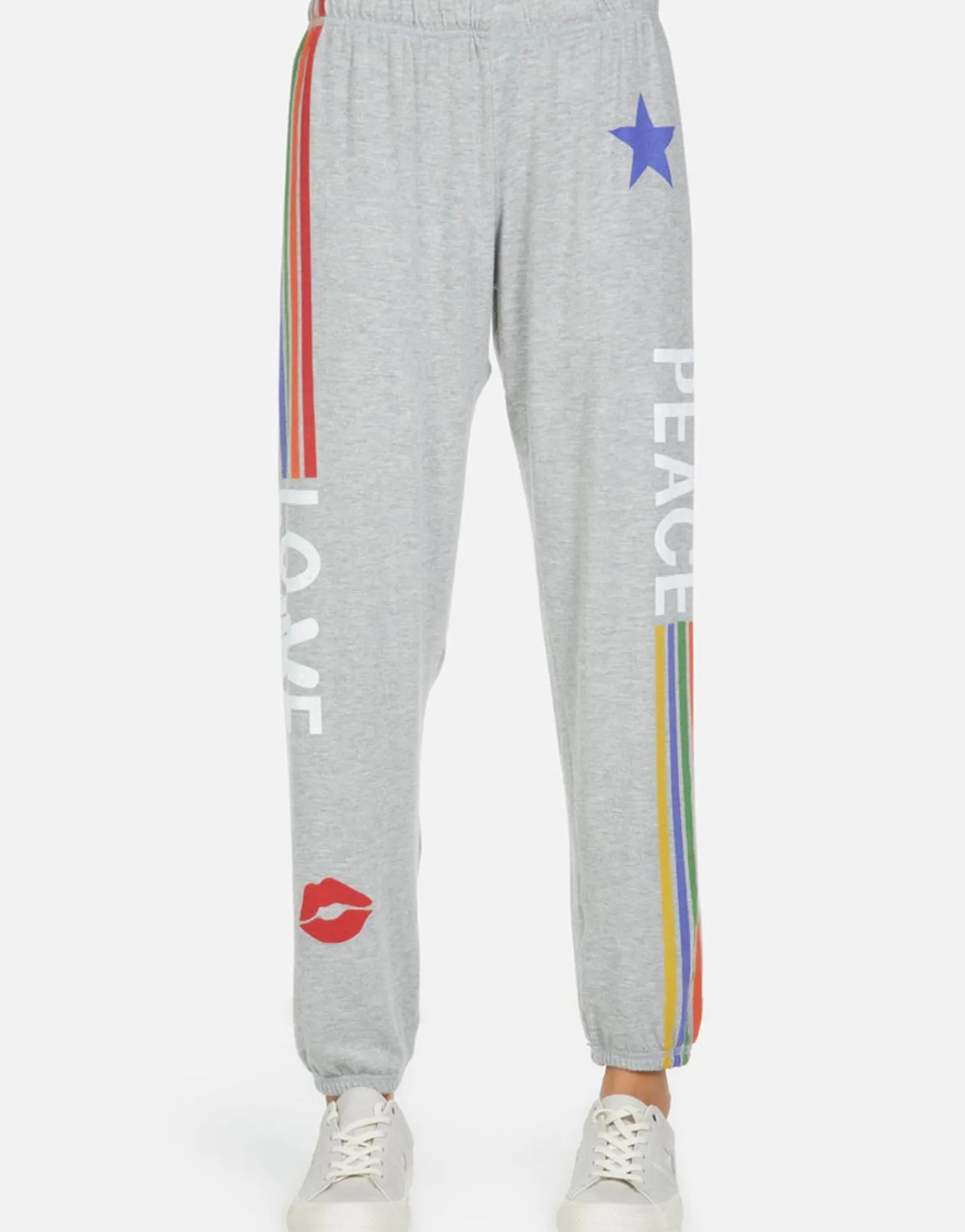 Discount Tanzy Peace Love Stripe Women Long Sweatpants