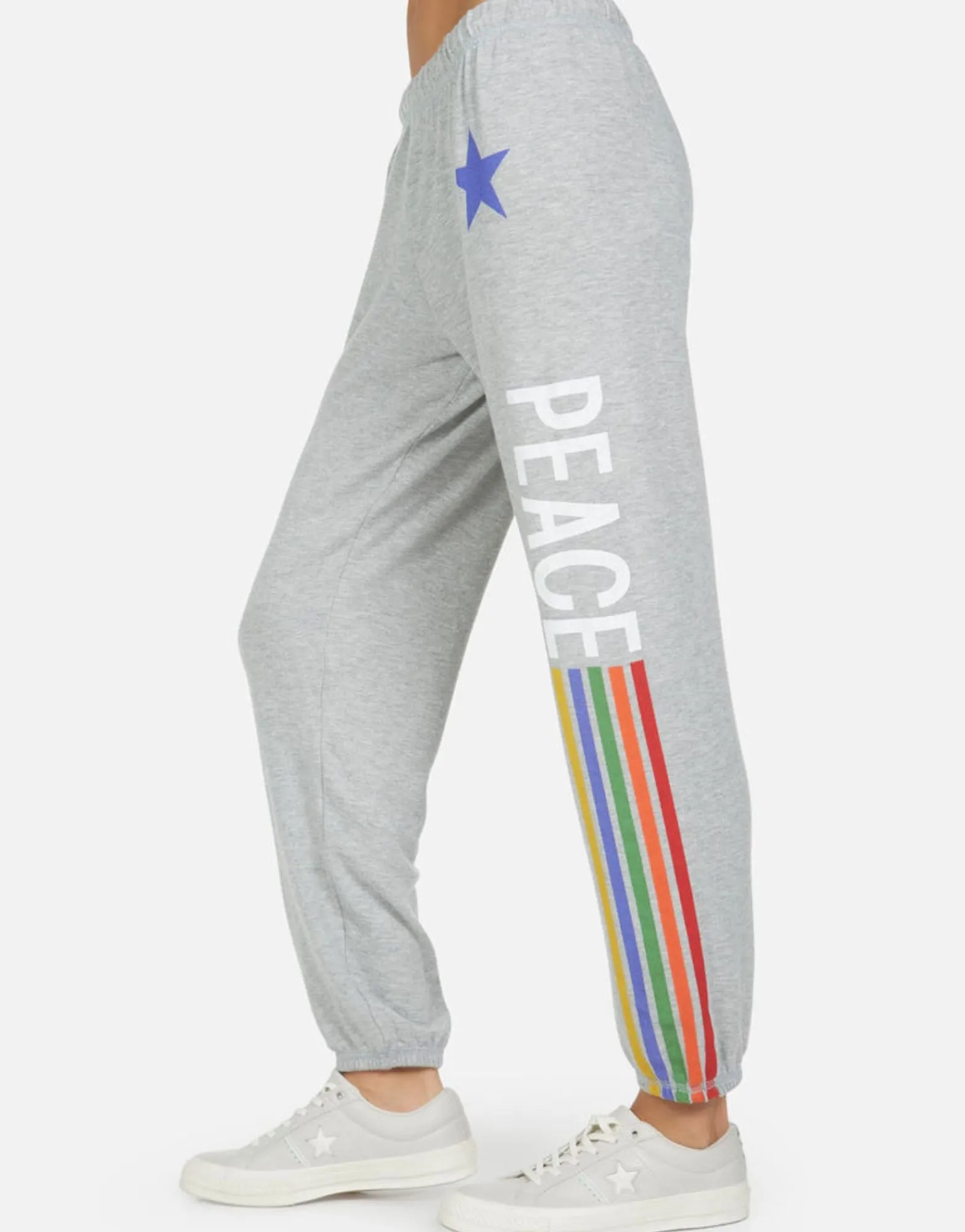 Discount Tanzy Peace Love Stripe Women Long Sweatpants