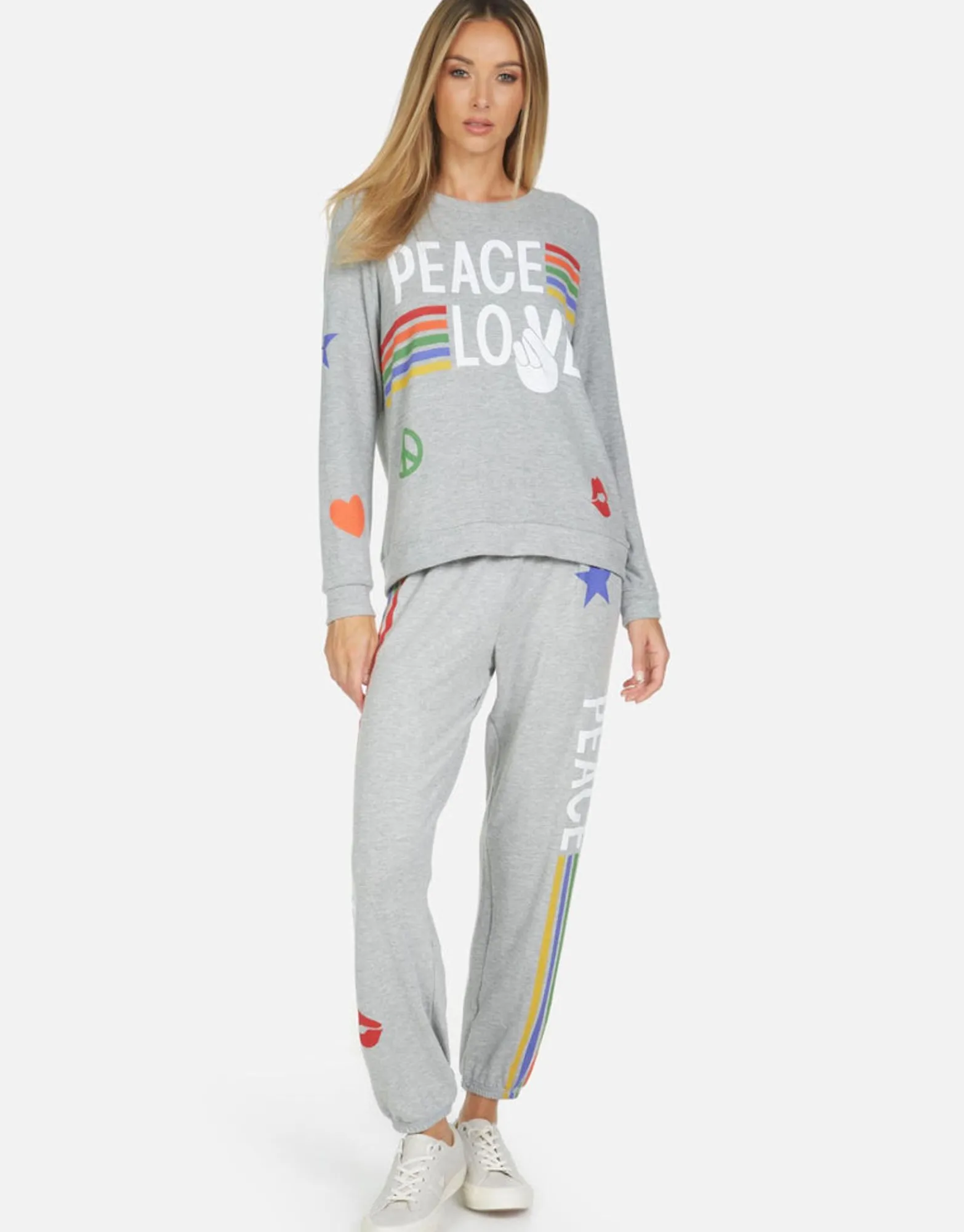 Discount Tanzy Peace Love Stripe Women Long Sweatpants