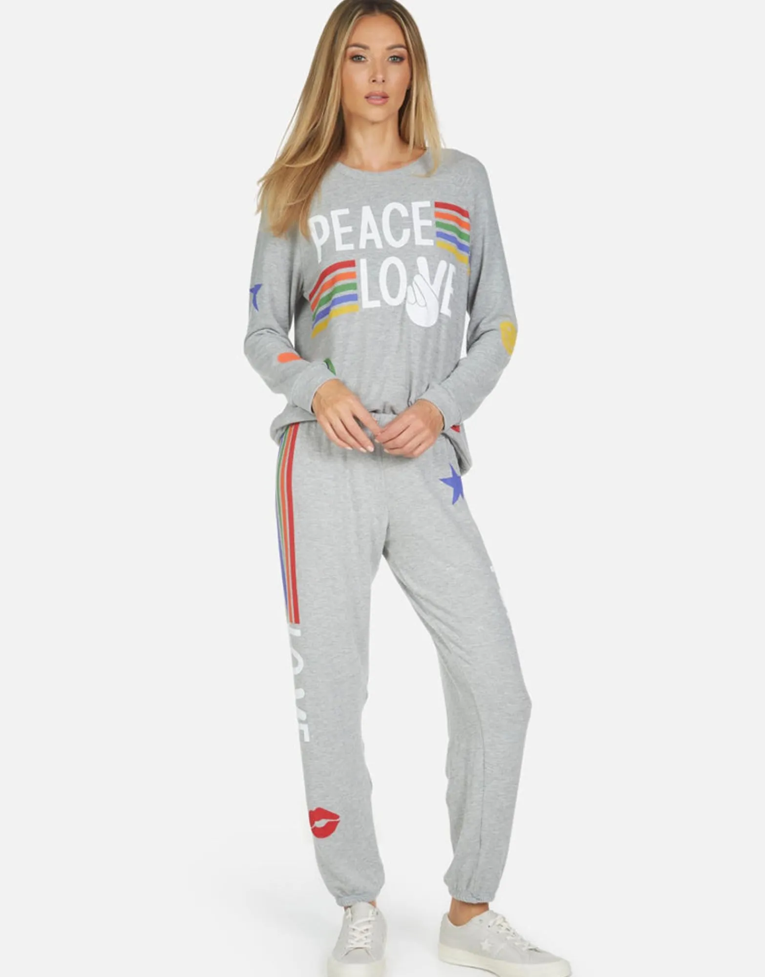 Discount Tanzy Peace Love Stripe Women Long Sweatpants