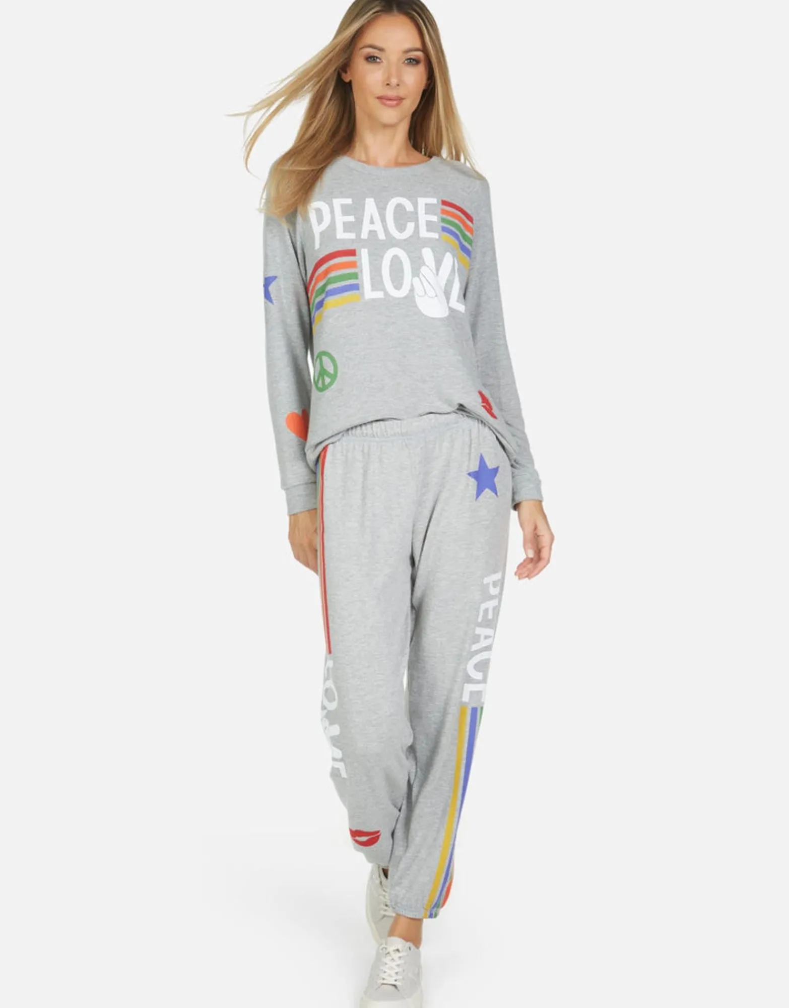 Discount Tanzy Peace Love Stripe Women Long Sweatpants
