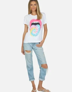 Flash Sale Tie Dye Tongue Vintage S/S Roll Up Tee | Edda By Women Short Sleeve