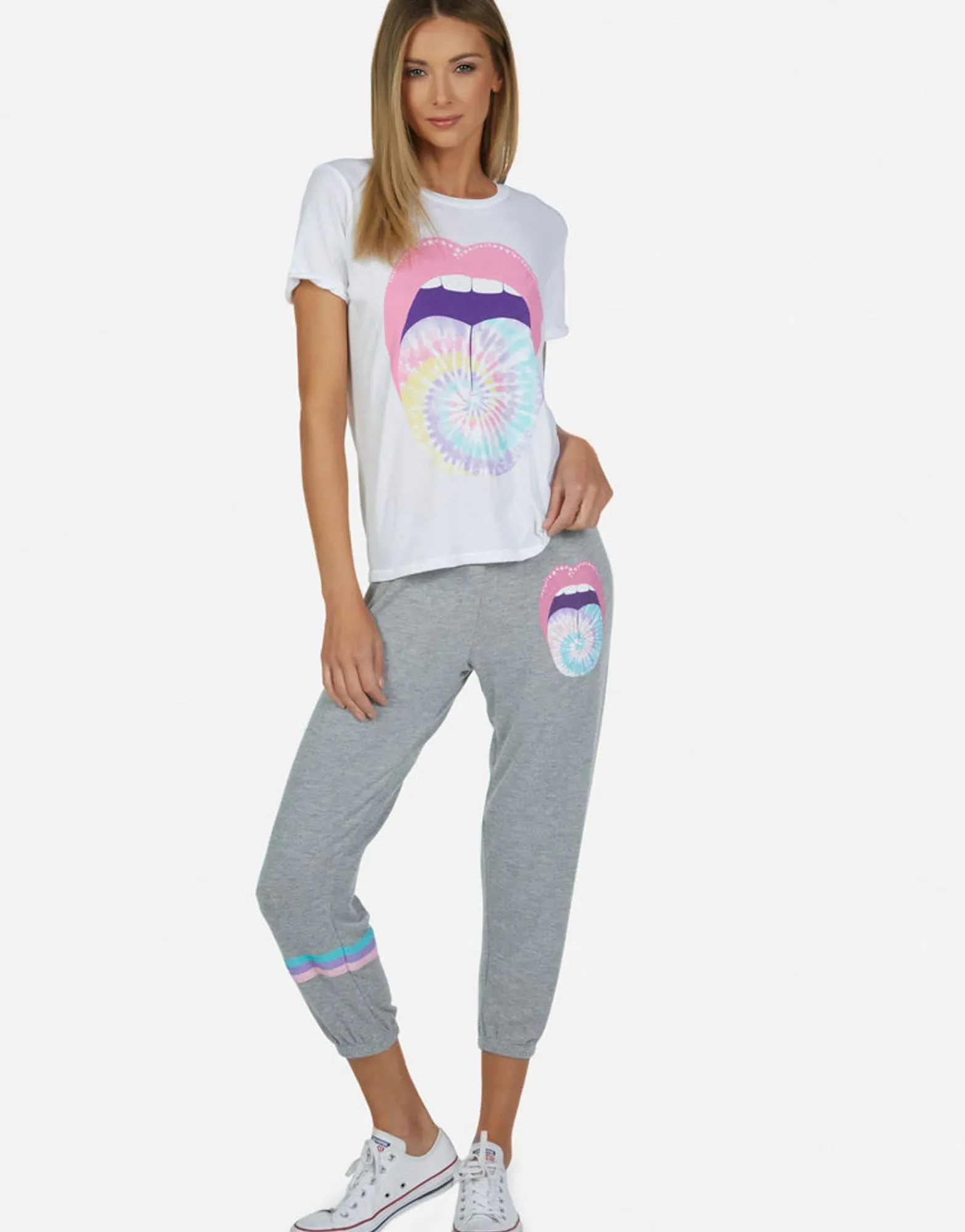 Flash Sale Tie Dye Tongue Vintage S/S Roll Up Tee | Edda By Women Short Sleeve