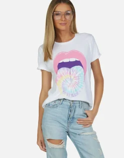 Flash Sale Tie Dye Tongue Vintage S/S Roll Up Tee | Edda By Women Short Sleeve