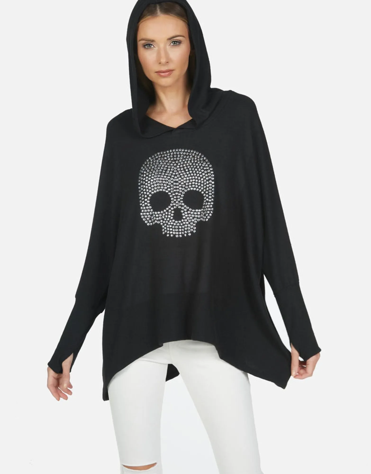 Hot Wilma Nailhead Skull Women Hoodies