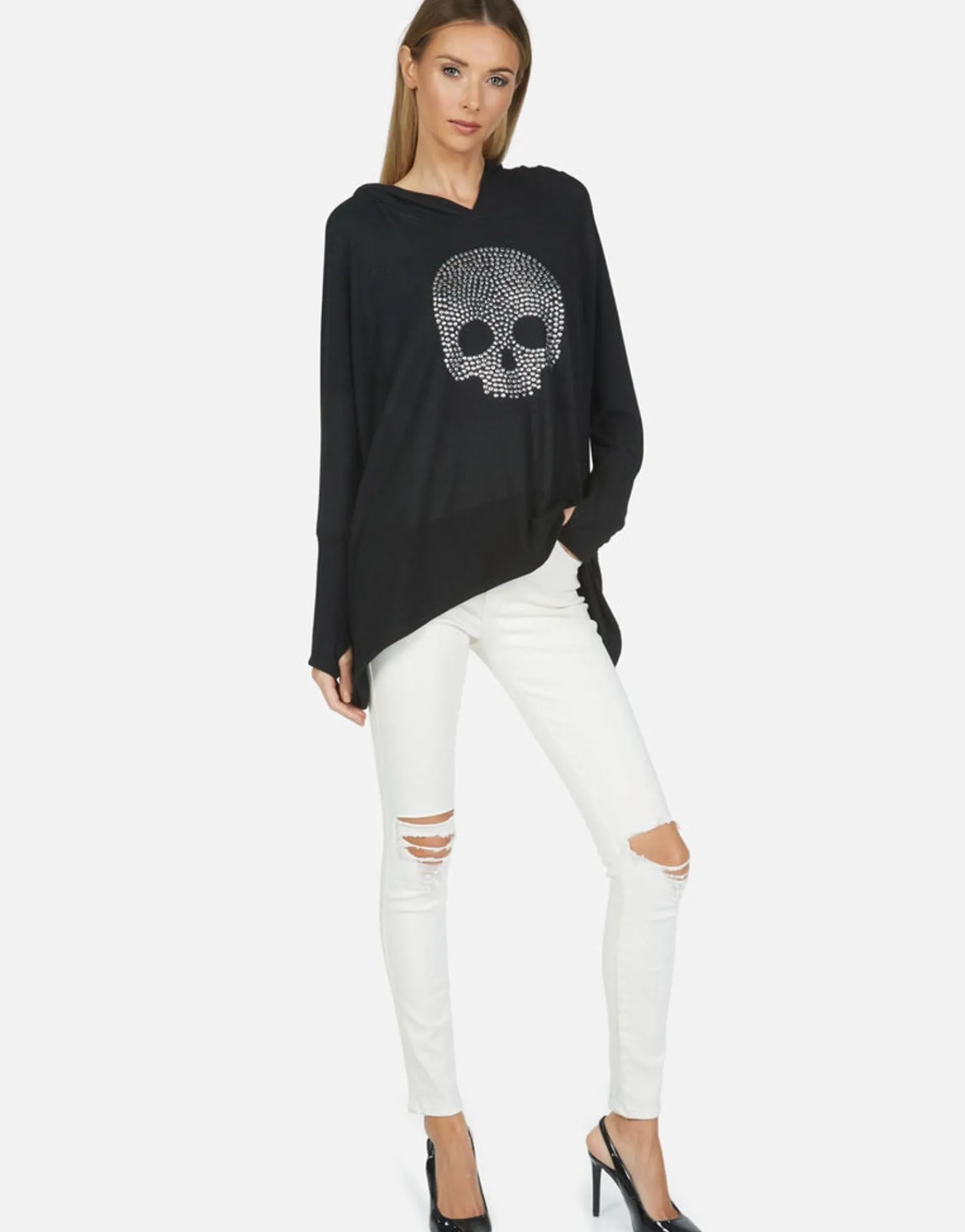 Hot Wilma Nailhead Skull Women Hoodies