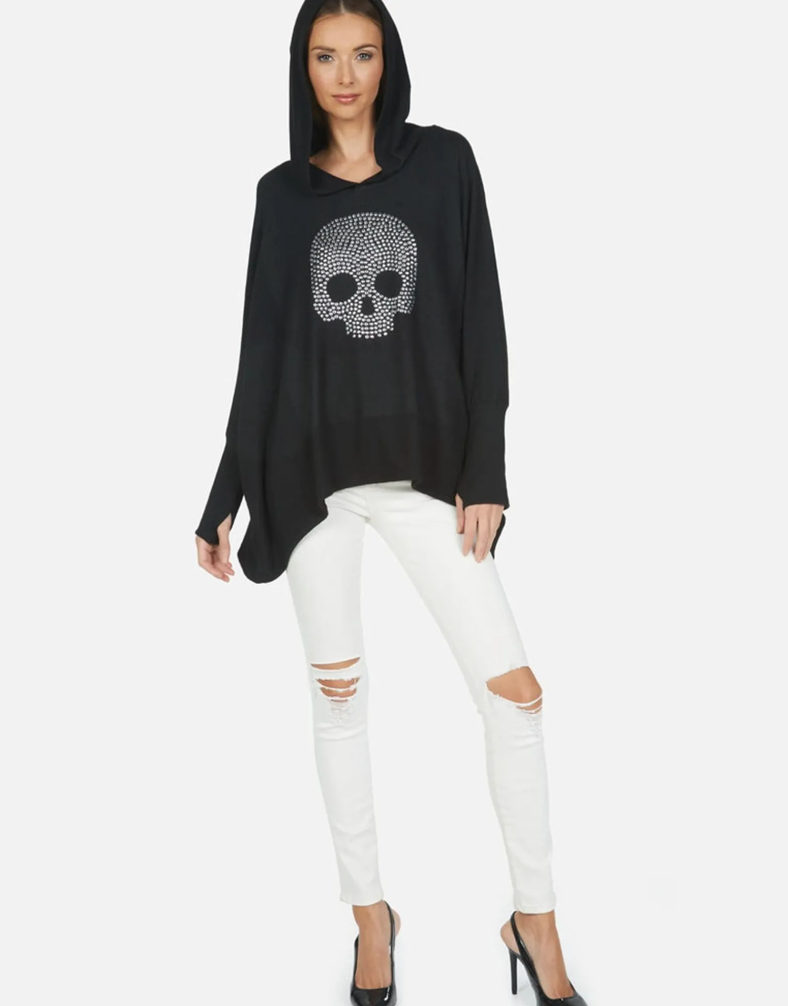 Hot Wilma Nailhead Skull Women Hoodies