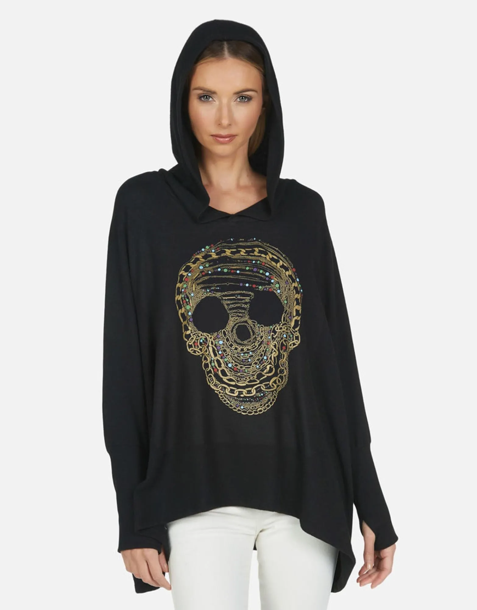 Sale Wilma X Beaded Chain Skull Women Hoodies