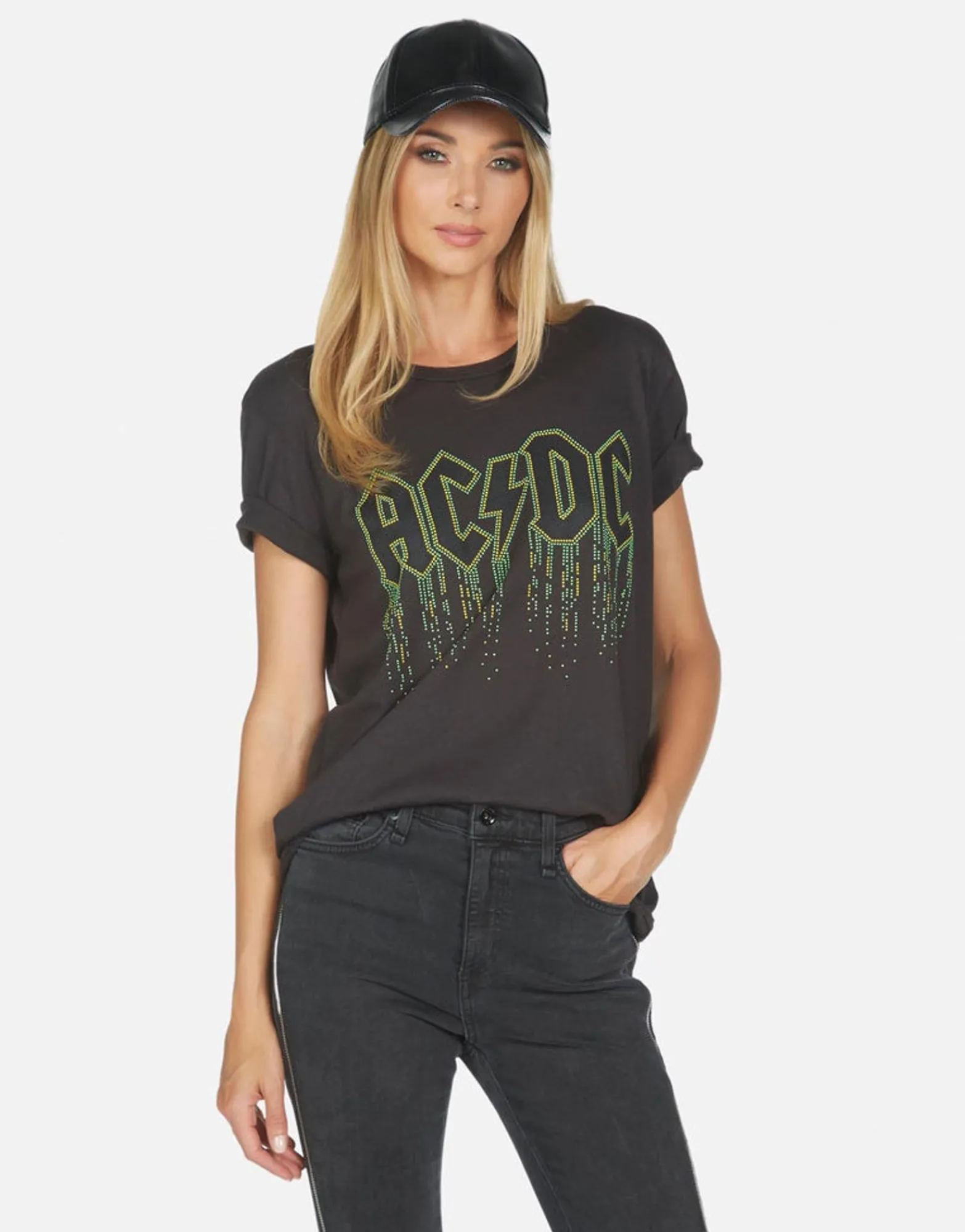 Flash Sale Wolf Ac/Dc Neon Stud Women Short Sleeve